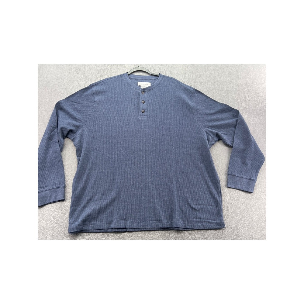 Seventh Avenue Shirt Mens 3X Blue Waffle Knit Henley Long Sleeve Thermal